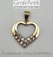 Золотая подвеска "Сердце" бриллиантами