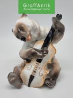 Фарфоровая статуэтка "Медведь с контрабасом" из композиции «Квартет» ЛФЗ