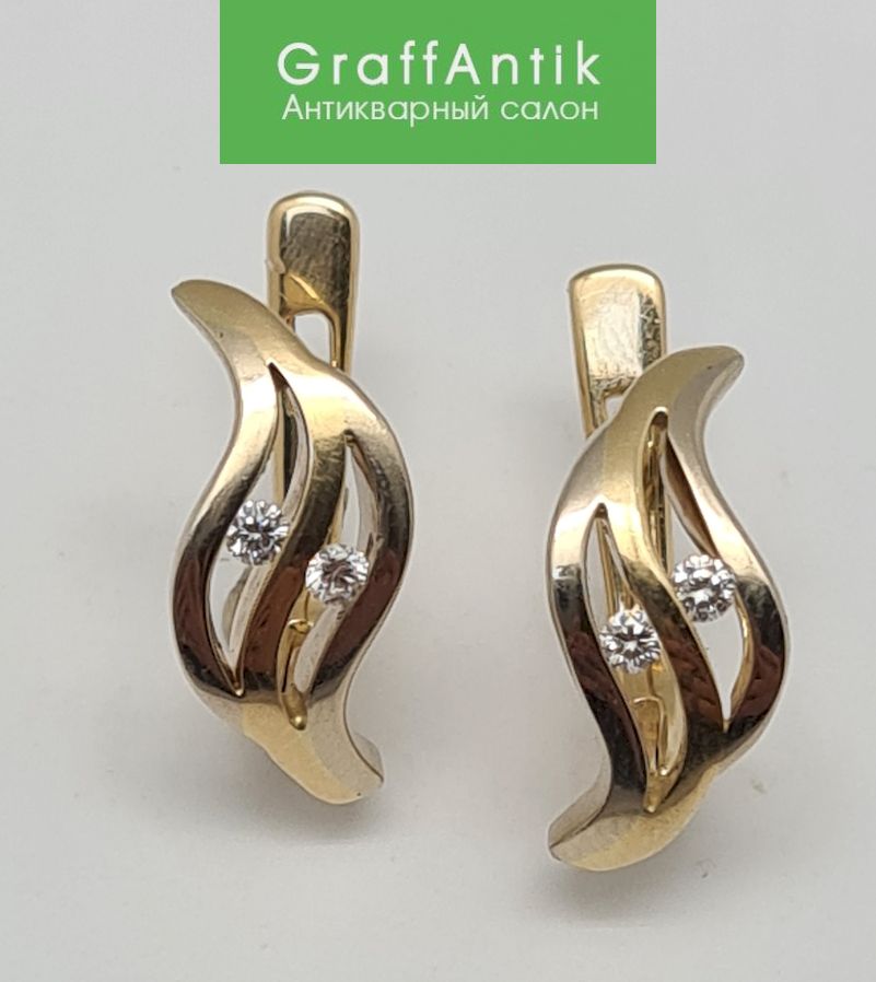 Золотые серьги 585 пробы с бриллиантами купить в Москве на Воронцовской30с1 GraffAntik