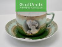 Фарфоровая чайная пара ,Товарищество М.С. Кузнецова
