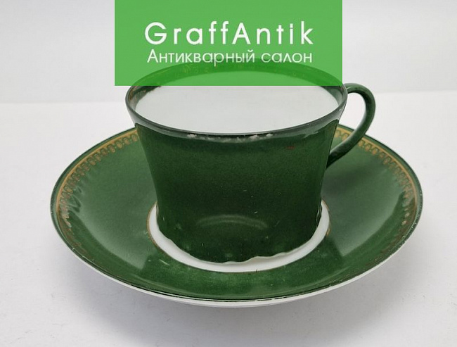 Антикварная фарфоровая чайная пара, Гарднер 19 век