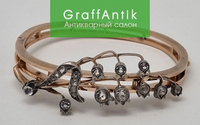 Антикварный золотой браслет с горным хрусталём