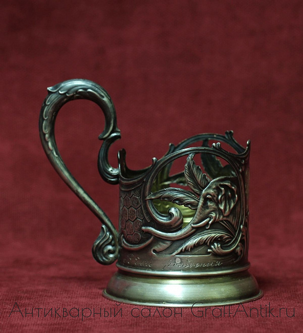 Серебряный подстаканник "Слоны"