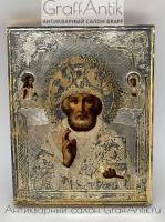 Антикварная икона "Святой Николай Чудотворец" 1888 год