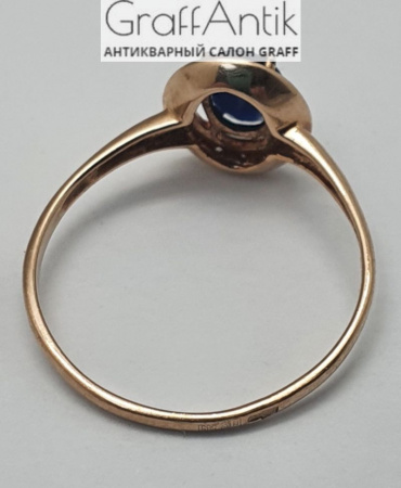 Золотое кольцо 585 с сапфиром и бриллиантами