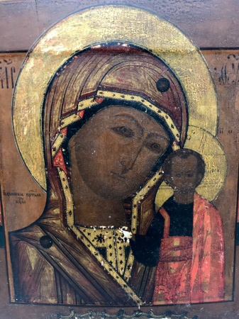 Антикварная икона Богородица «Казанская» 19 век
