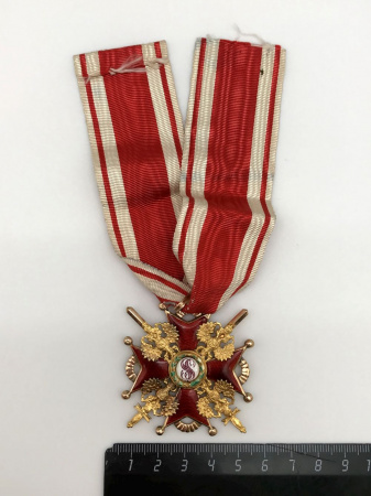 Орден Святого Станислава 2 степени с мечами. Золото 56 пробы