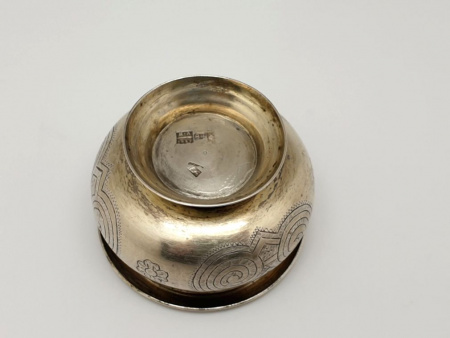 Старинная серебряная Солонка "Русский Стиль" 1859 г. Позолота. Серебро 84 проба. Большая
