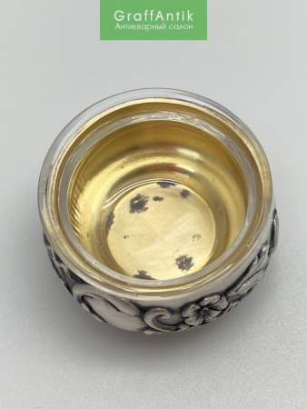 Серебряная солонка с ложечкой