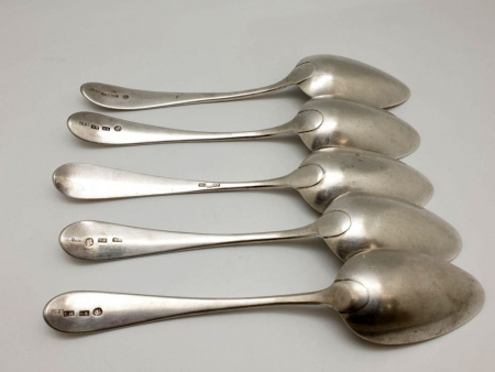 Серебряные " Столовые ложки " 1806 год, 5 шт. Серебро 84 пробы