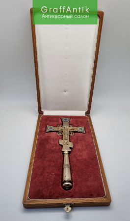 Серебряный выносной крест в оригинальном футляре 84 пробы