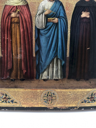 Икона «Избранные Святые» в верхней части Святая Троица