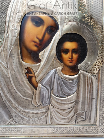 Старинная икона "Казанской Божией Матери"