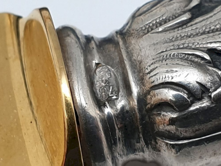 Антикварный серебряный набор " Ложка Вилка Нож " Позолота. Серебро 84 пробы