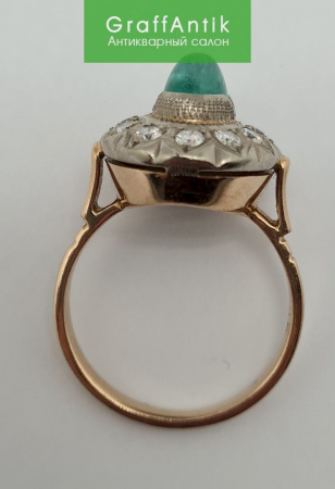 Золотое кольцо с изумрудом и бриллиантами 583 