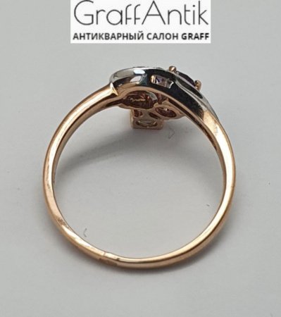 Золотое кольцо с аметистом и топазом