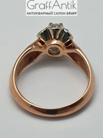 Золотое кольцо с бриллиантом 583 пробы