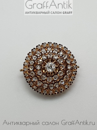 Антикварная Брошь с бриллиантами и алмазами