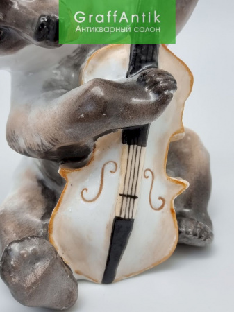 Купить Фарфоровая статуэтка "Медведь с контрабасом" из композиции «Квартет» ЛФЗ