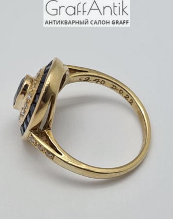Кольцо золотое с сапфирами и бриллиантами