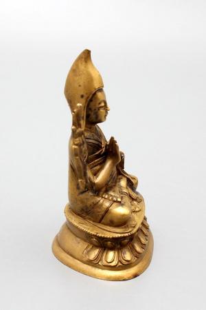 Будда Цонкаппа 10.5 см - древняя восточная статуэтка 19 века - Китай