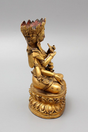 Будда Ушнишавиджая-18.5 см - Старинная статуэтка трёхголового божества