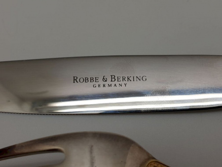 Старинные серебряные Вилка и Нож " Robbe & Berking " Позолота. Серебро. 925 проба