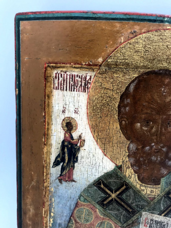 Антикварная икона Святитель Николай Чудотворец начало 19 века