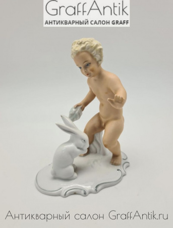 Купить Фарфоровая статуэтка "Путти с кроликом" Германия
