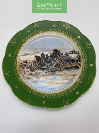 Купить Антикварная тарелка "Переправа французской армии через Березину"