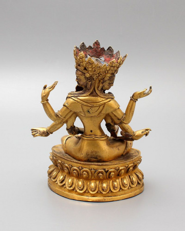 Будда Ушнишавиджая-18.5 см - Старинная статуэтка трёхголового божества