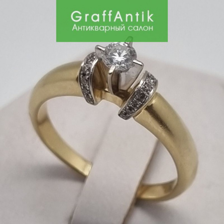 Золотое кольцо 585 пробы с бриллиантами,Россия