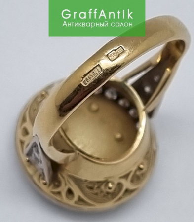 Золотое кольцо с хромдиобсидом и бриллиантами 
