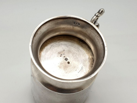 Старинный серебряный подстаканник " Модерн " Штихель Серебро 84 пробы. Позолота