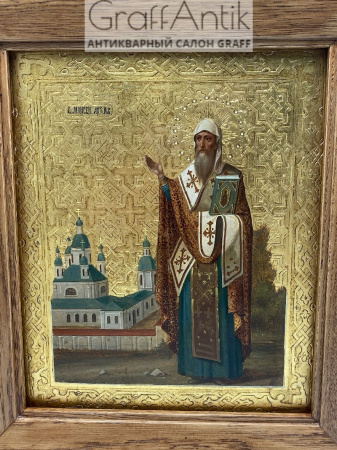 Старинная икона "Святой Моисей Архиепископ Новгородский""