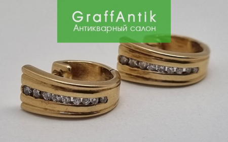 Золотые серьги с бриллиантами 750 пр
