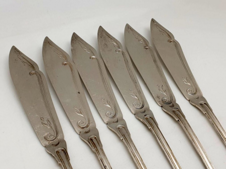 Старинные серебряные " Ножи для Рыбы " Европа, Серебро 800 проба
