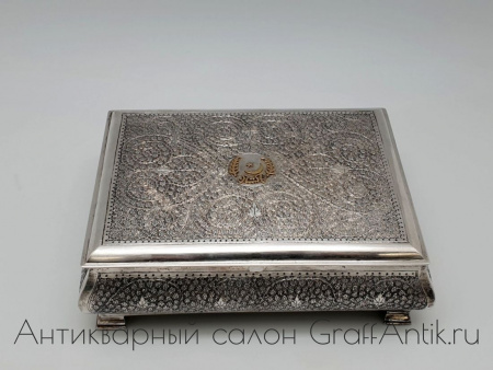 Серебряная " Шкатулка " Штихель, SILVER, 900 проба