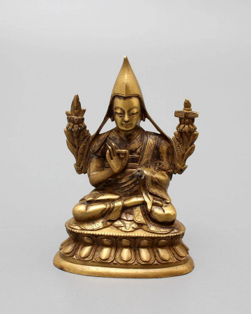 Будда Цонкаппа 10.5 см - древняя восточная статуэтка 19 века - Китай